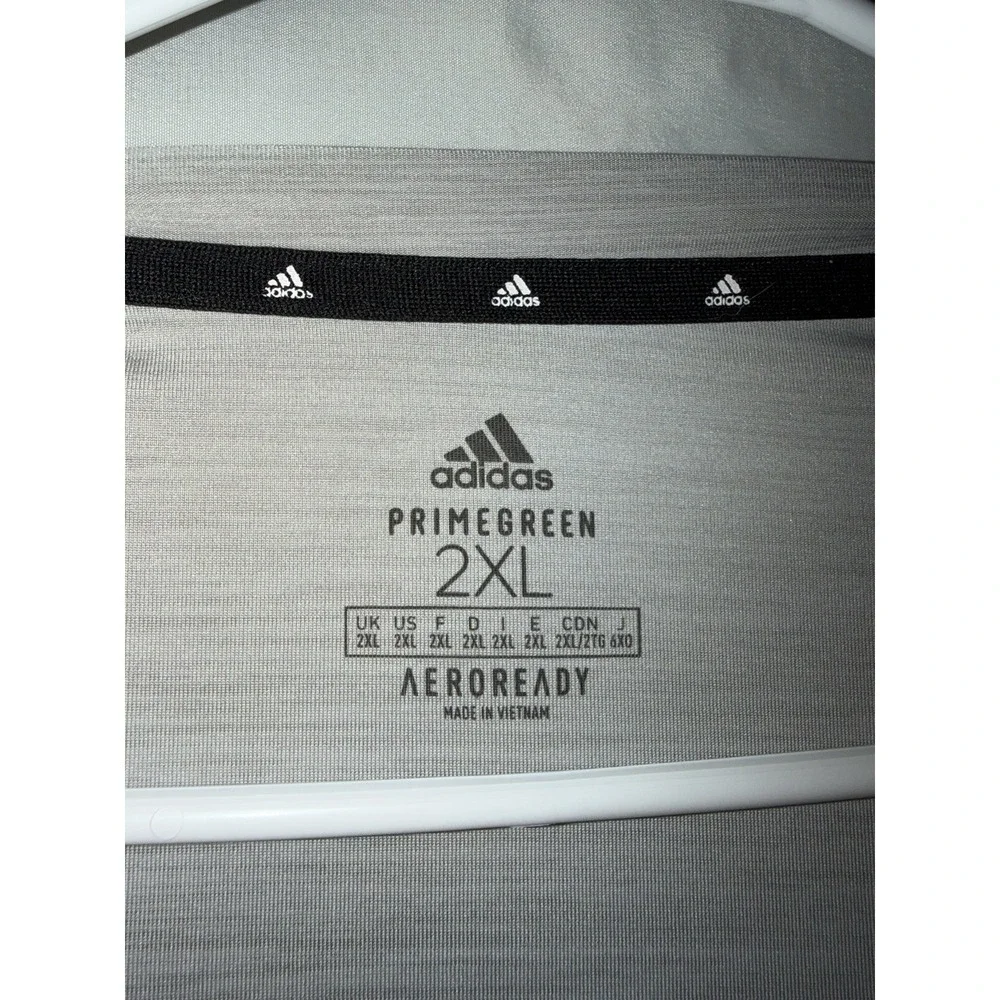 Adidas T Shirt Mens 2XL Gray Activewear Tee Stretch Performance Aeroready